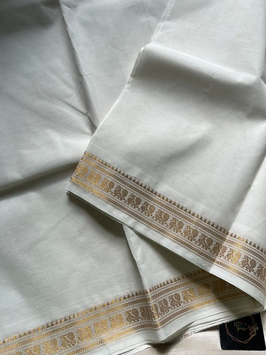Minimal Border Edit - White Kanchi Cotton Saree