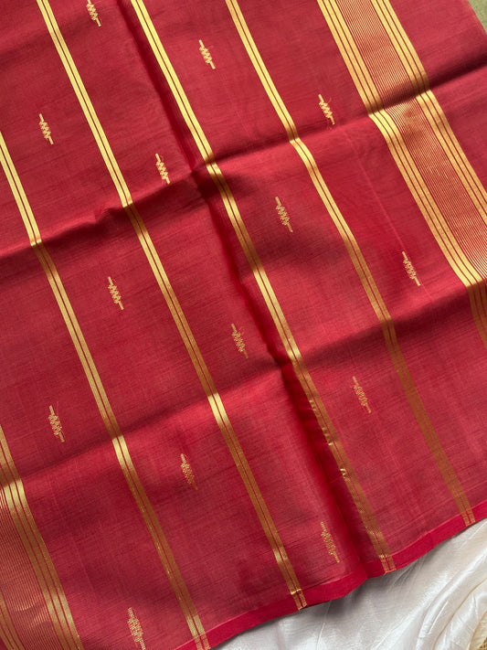Vegan Silk Saree – Pastel Olive Green Handloom Art Silk