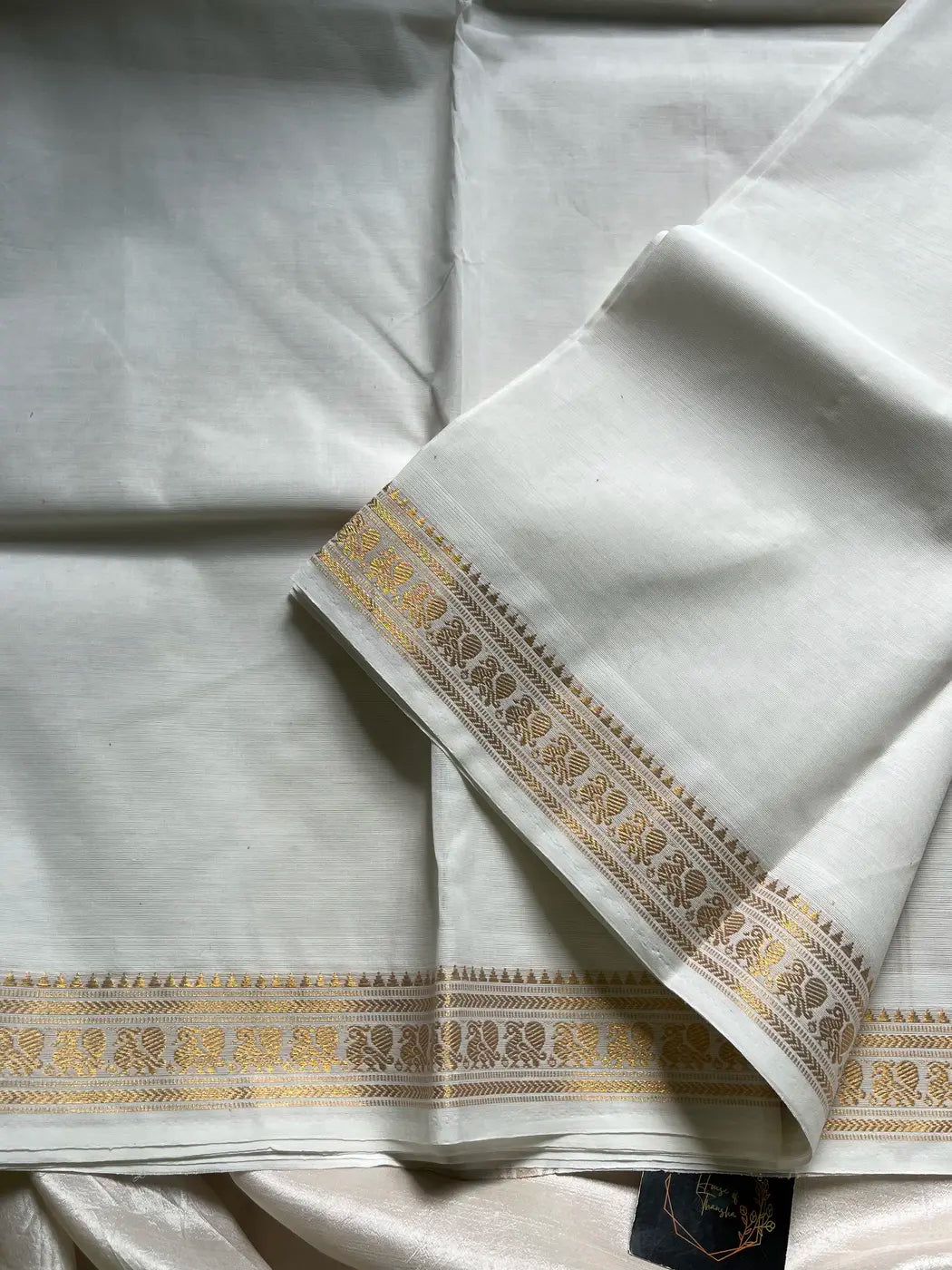 Minimal Border Edit - White Kanchi Cotton Saree
