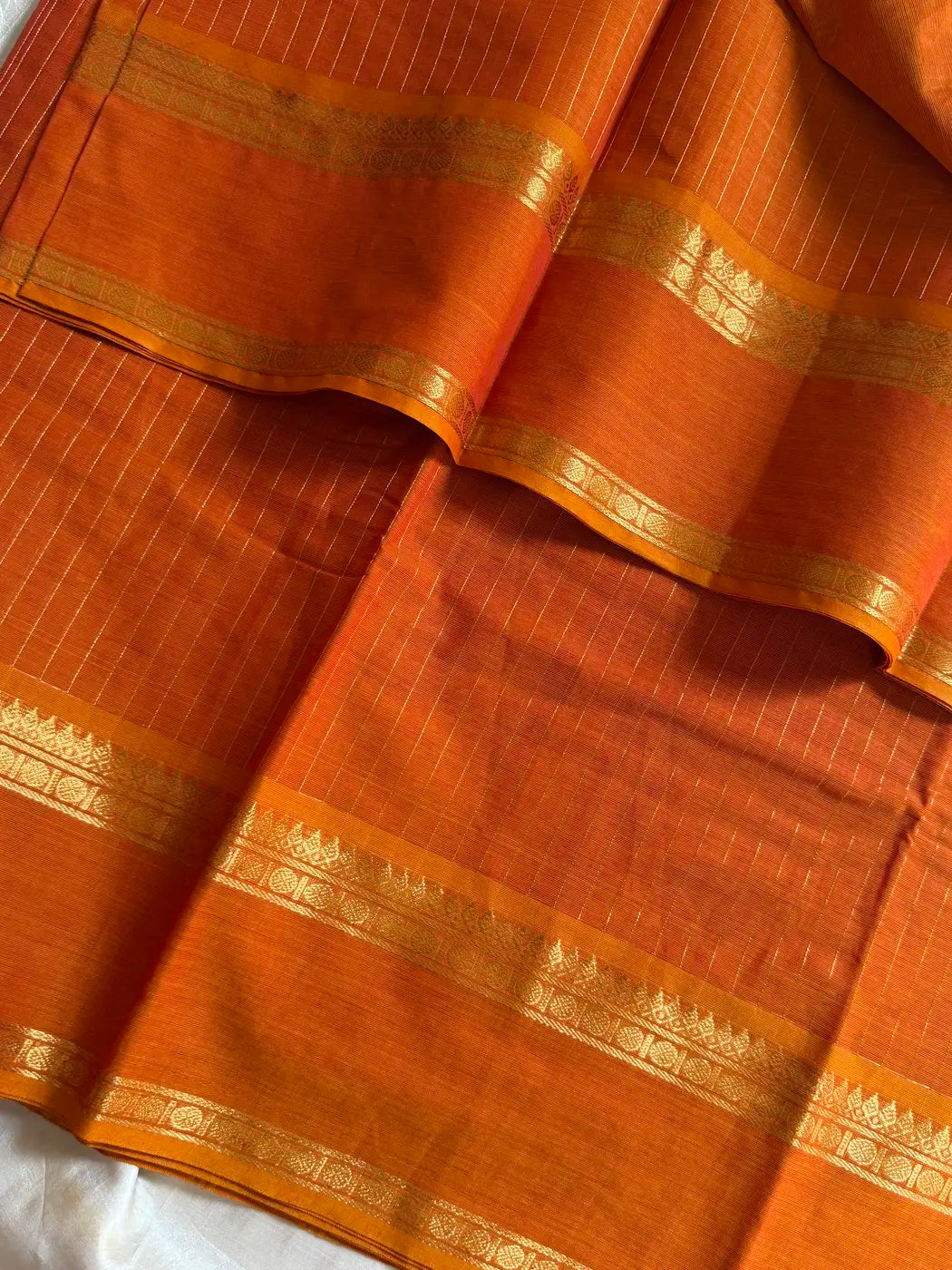 Zari Edition | Orange Kanchi Cotton Saree