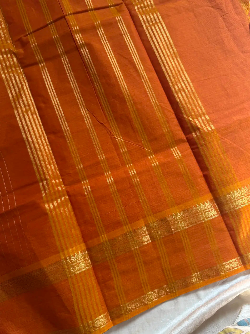 Zari Edition | Orange Kanchi Cotton Saree
