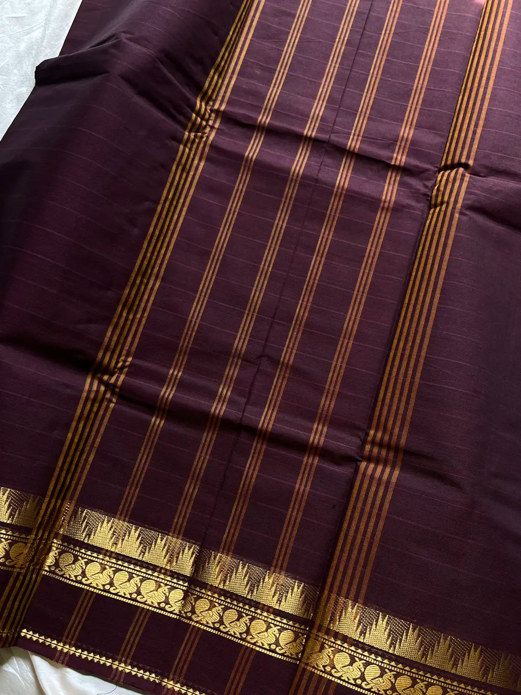 Vintage Looms | Coffee Brown Kanchi Cotton Saree