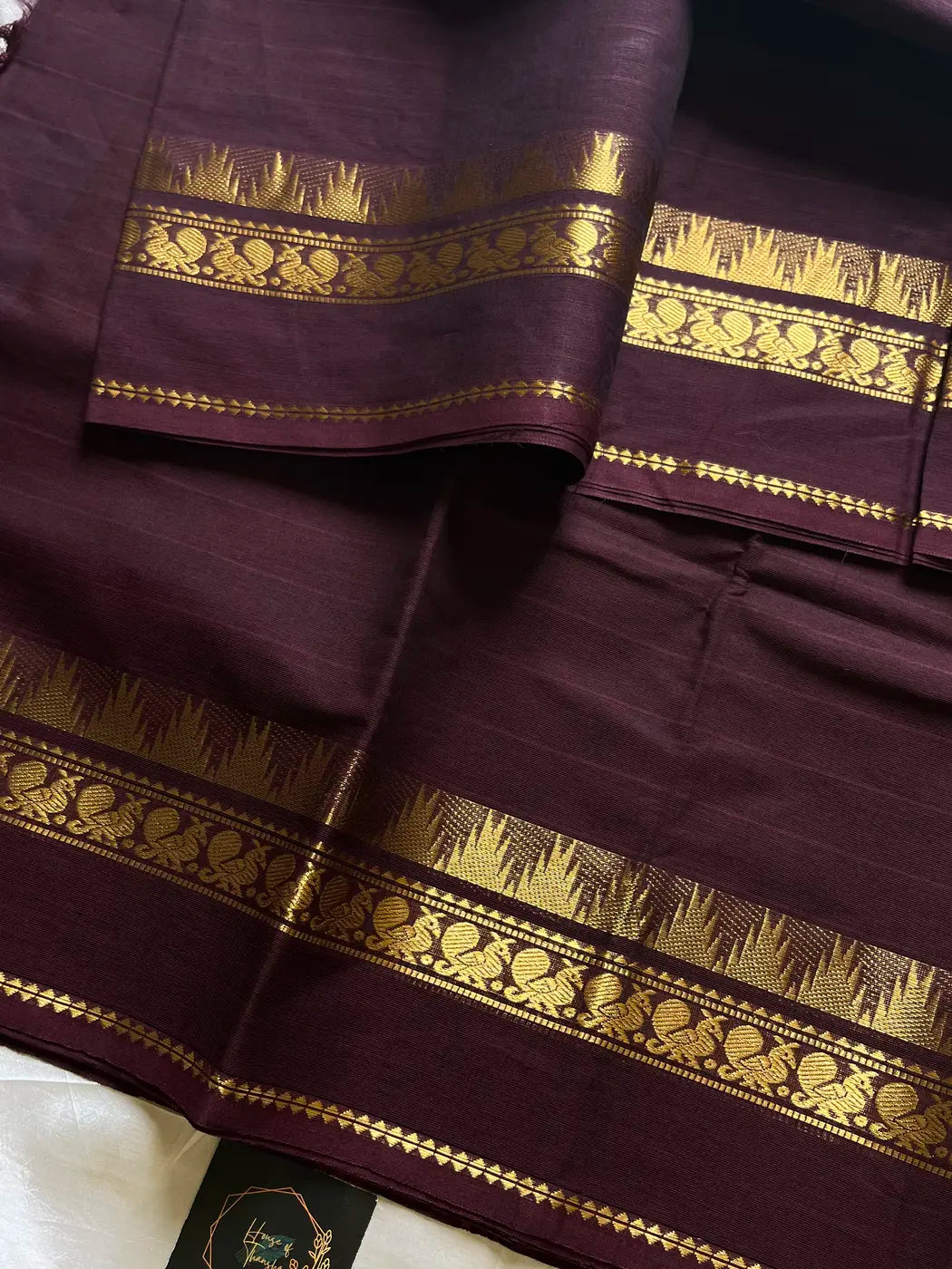 Vintage Looms | Coffee Brown Kanchi Cotton Saree