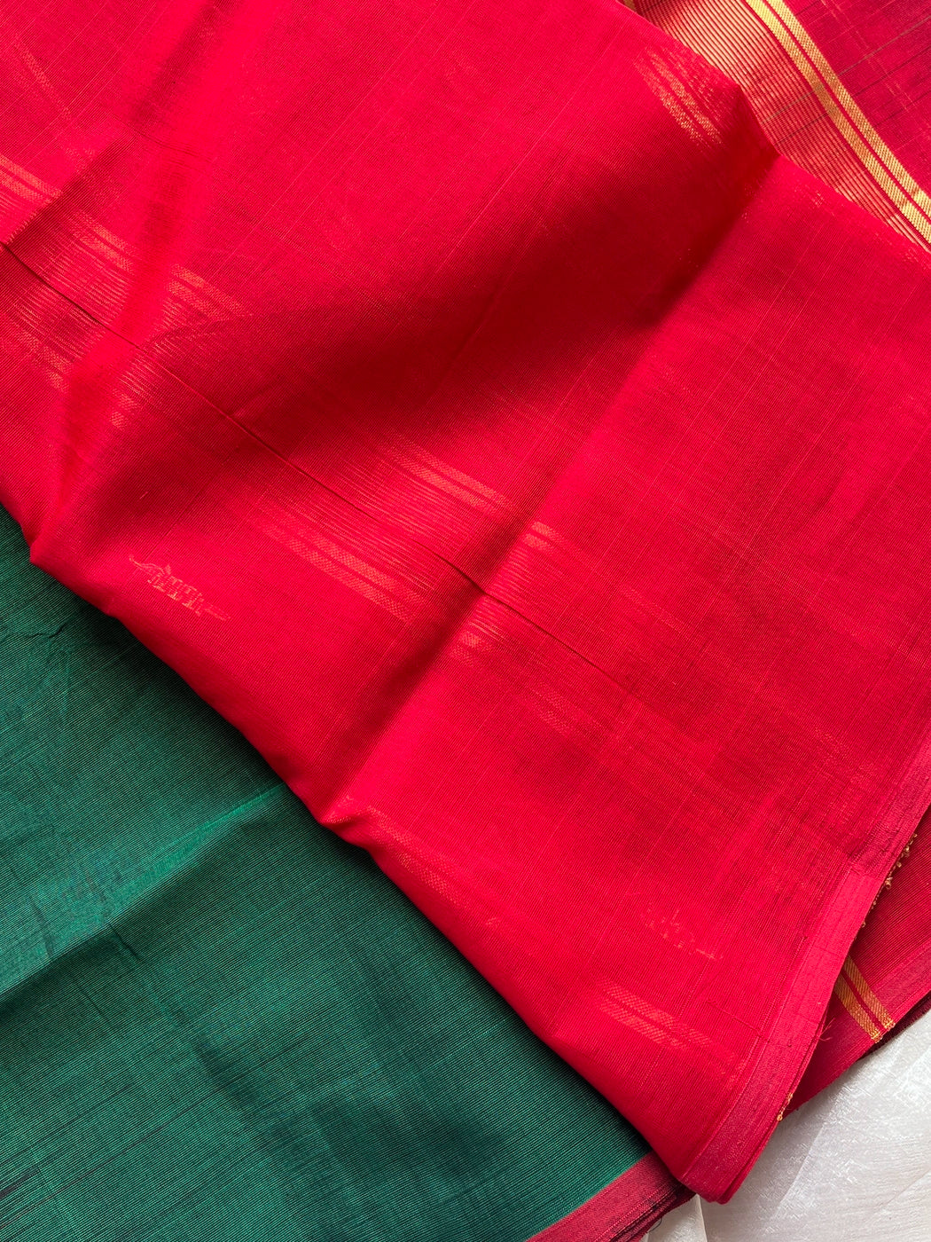 Vegan Silk Saree – Dark Green Handloom Art Silk