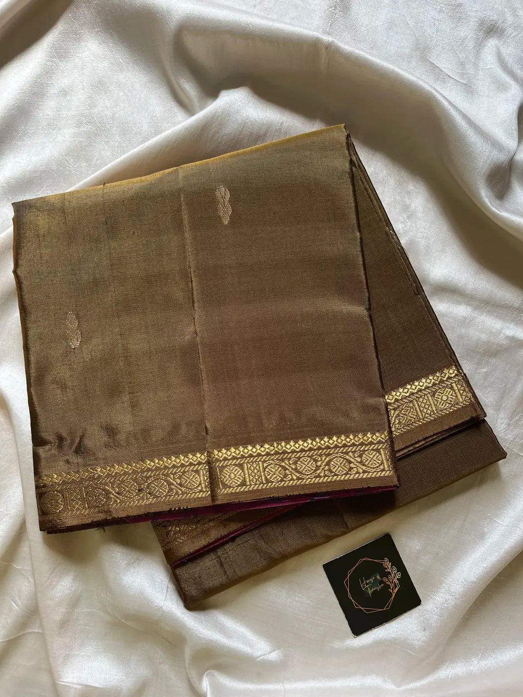 Vegan Silks | Chinnalampattu Saree – Bronze Olive