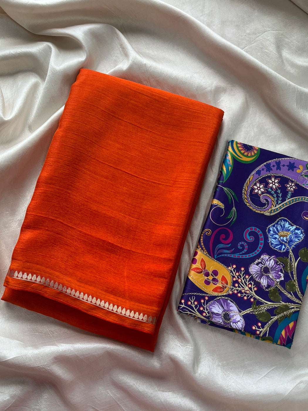 Semi Mysore Silk Saree – Orange