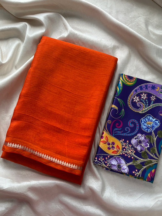 Semi Mysore Silk Saree – Orange