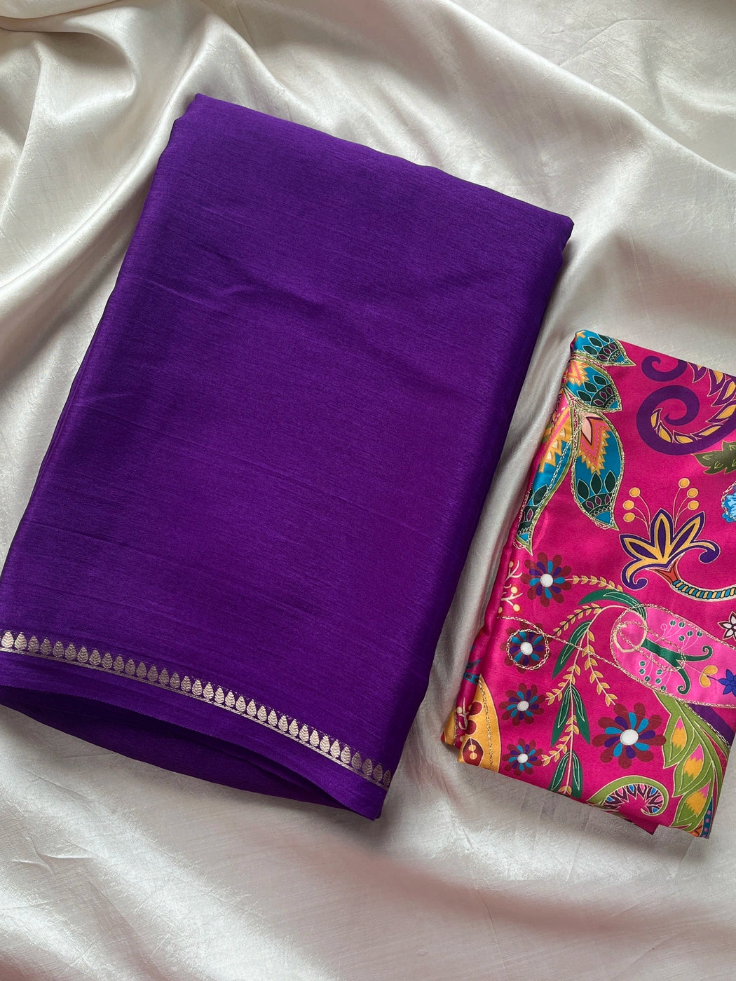 Semi Mysore Silk Saree – Violet