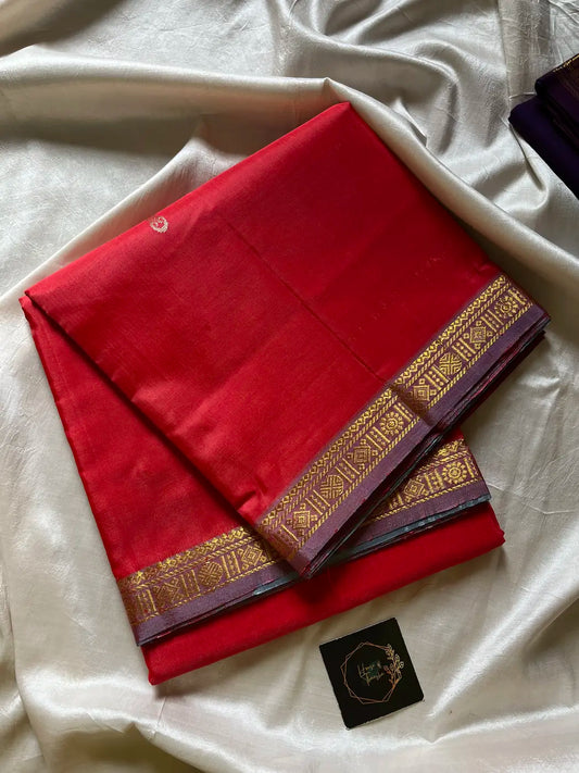 Vegan Silks | Chinnalampattu Saree – Ruby Scarlet