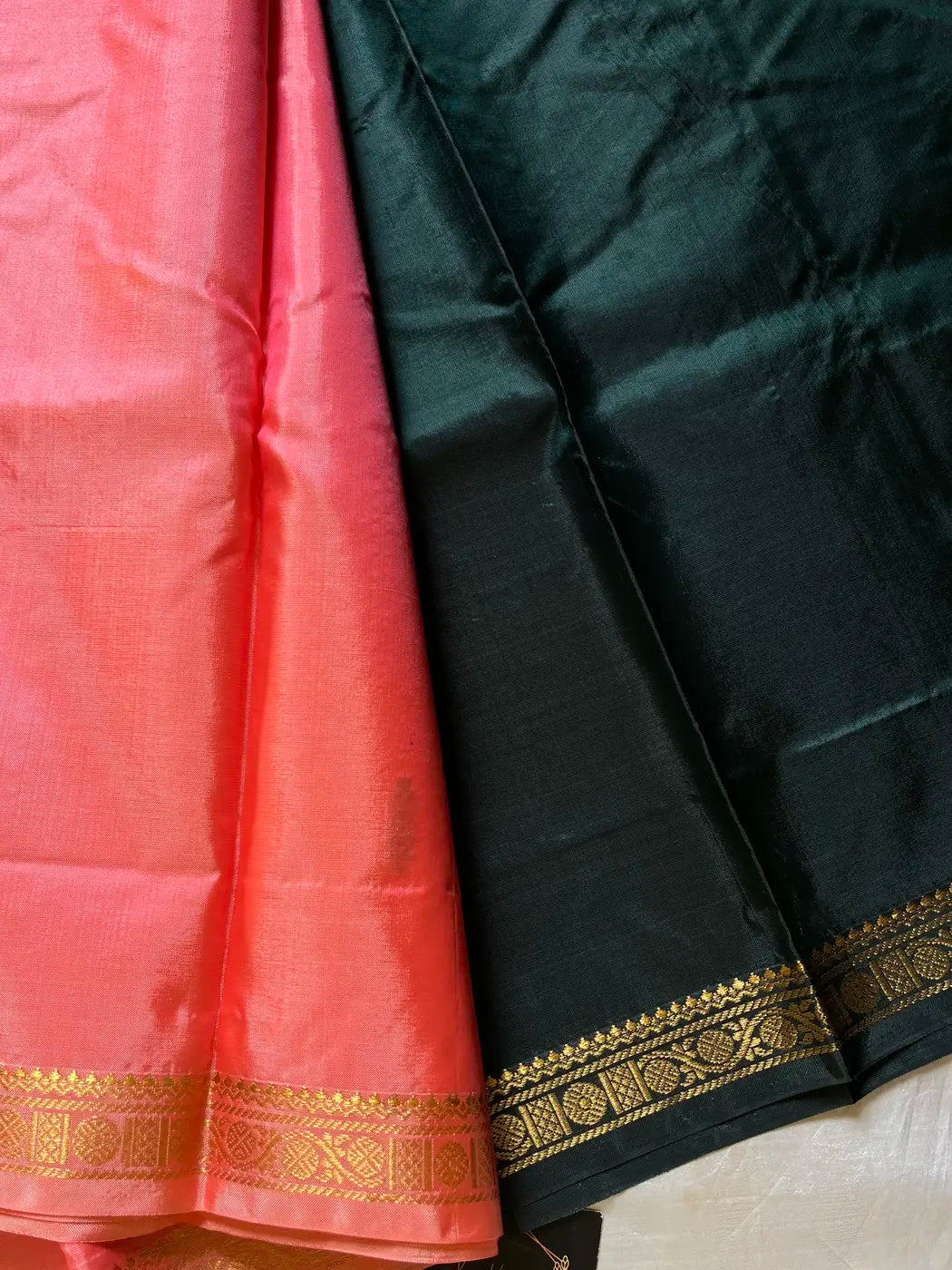 Vegan Silks | Chinnalampattu Saree – Peach & Green
