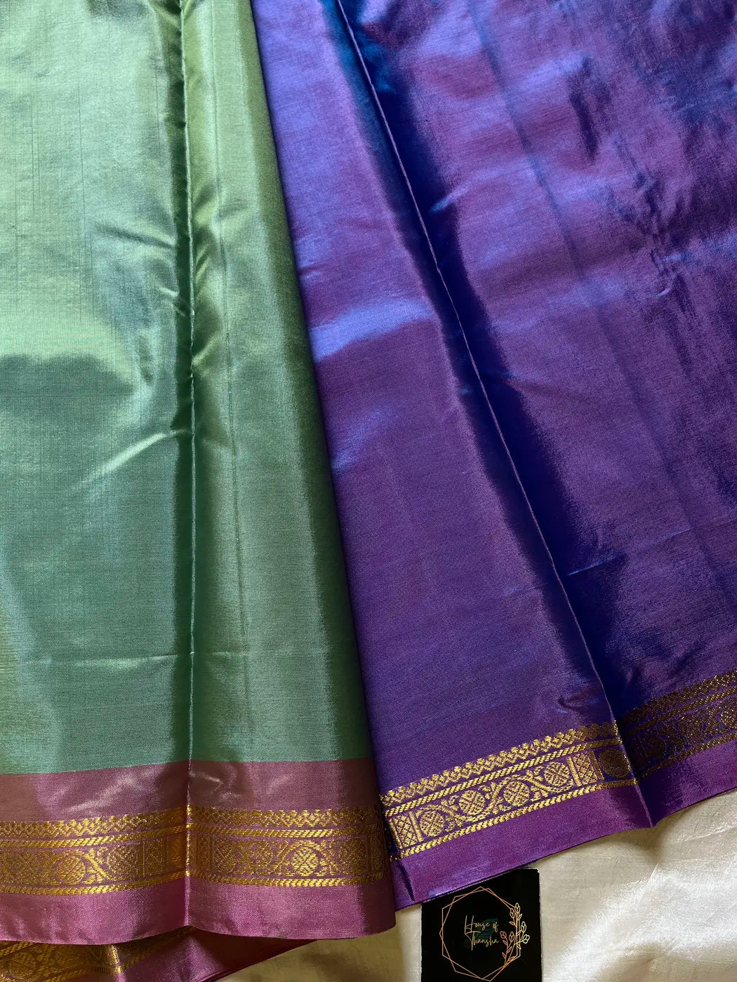 Vegan Silks | Chinnalampattu Saree – Sage Mist