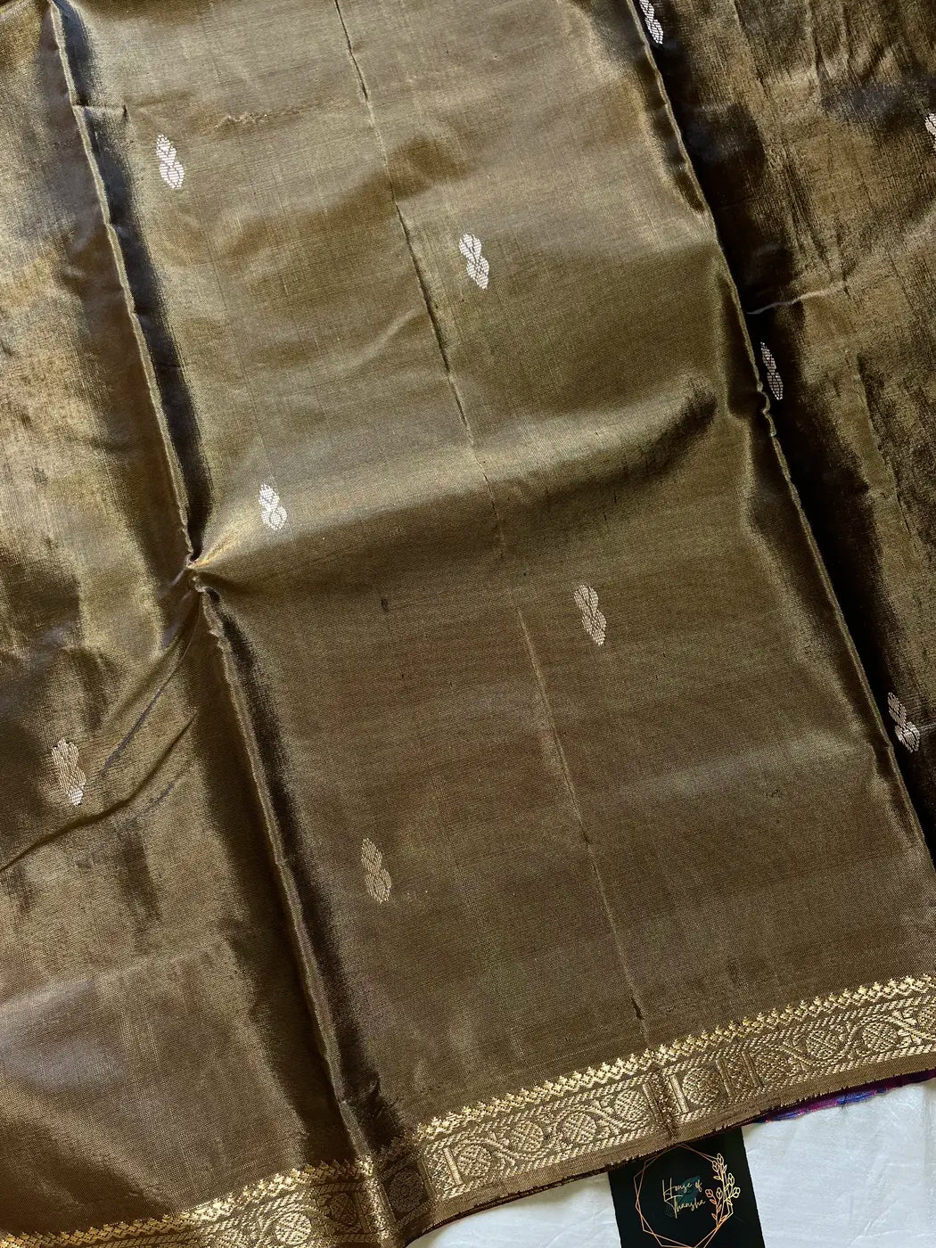 Vegan Silks | Chinnalampattu Saree – Bronze Olive