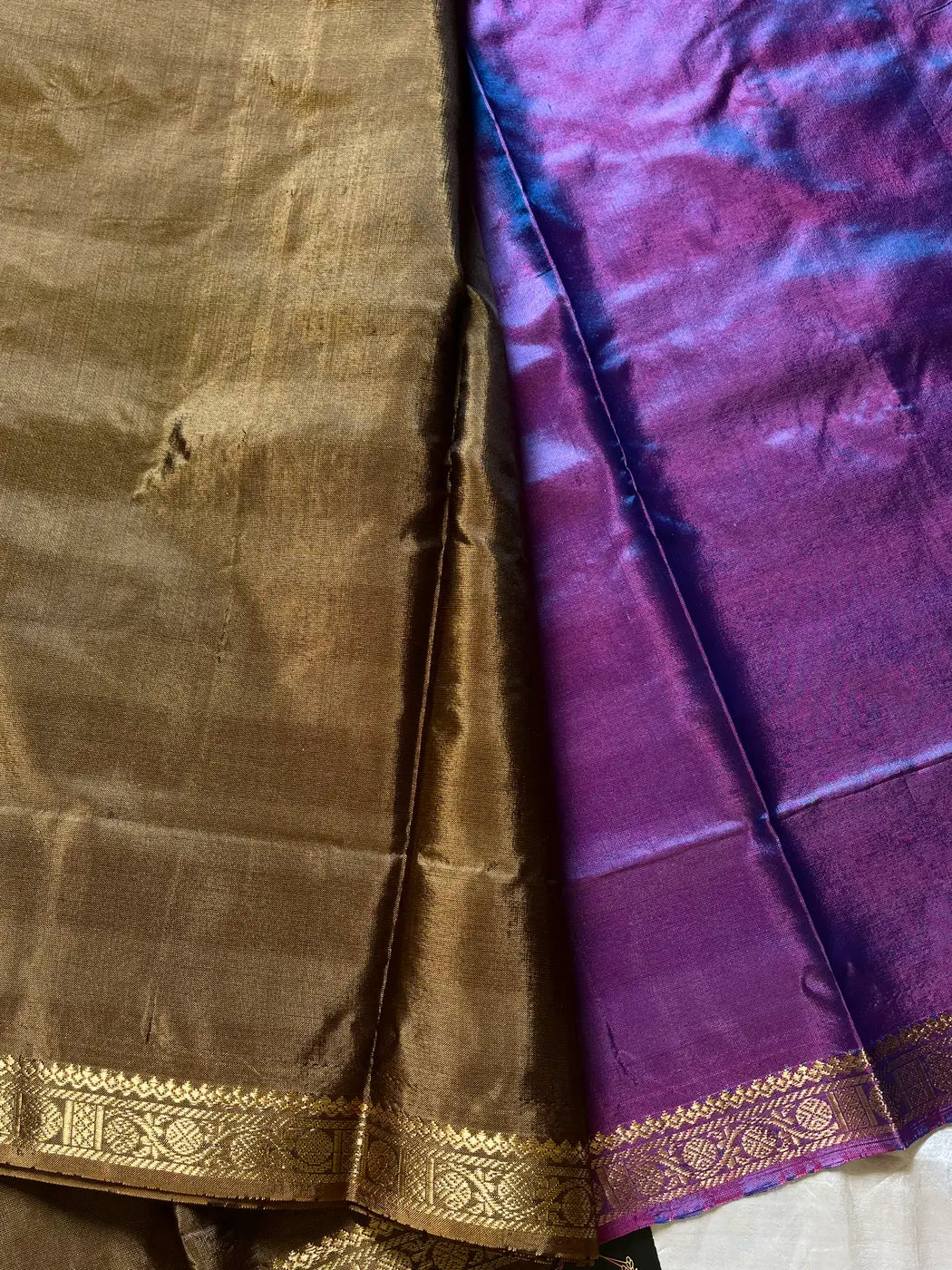 Vegan Silks | Chinnalampattu Saree – Bronze Olive