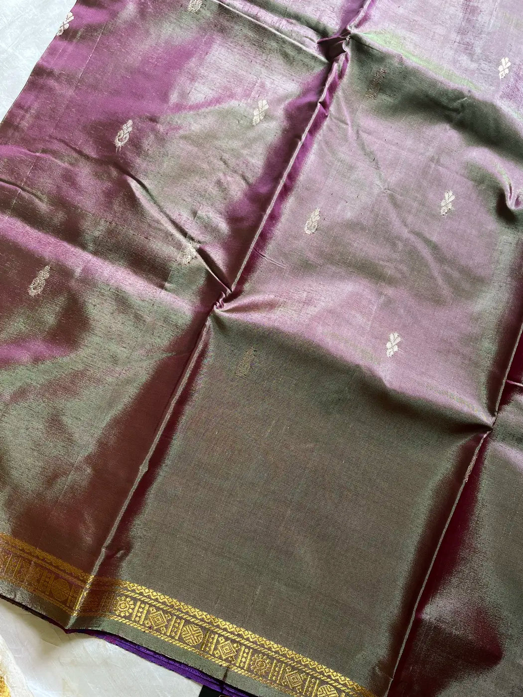 Vegan Silks | Chinnalampattu Saree – Olive Taupe