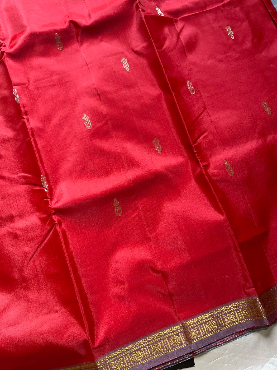 Vegan Silks | Chinnalampattu Saree – Ruby Scarlet