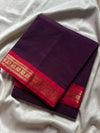 Minimal Border Edit - Dark Purple Kanchi Cotton Saree