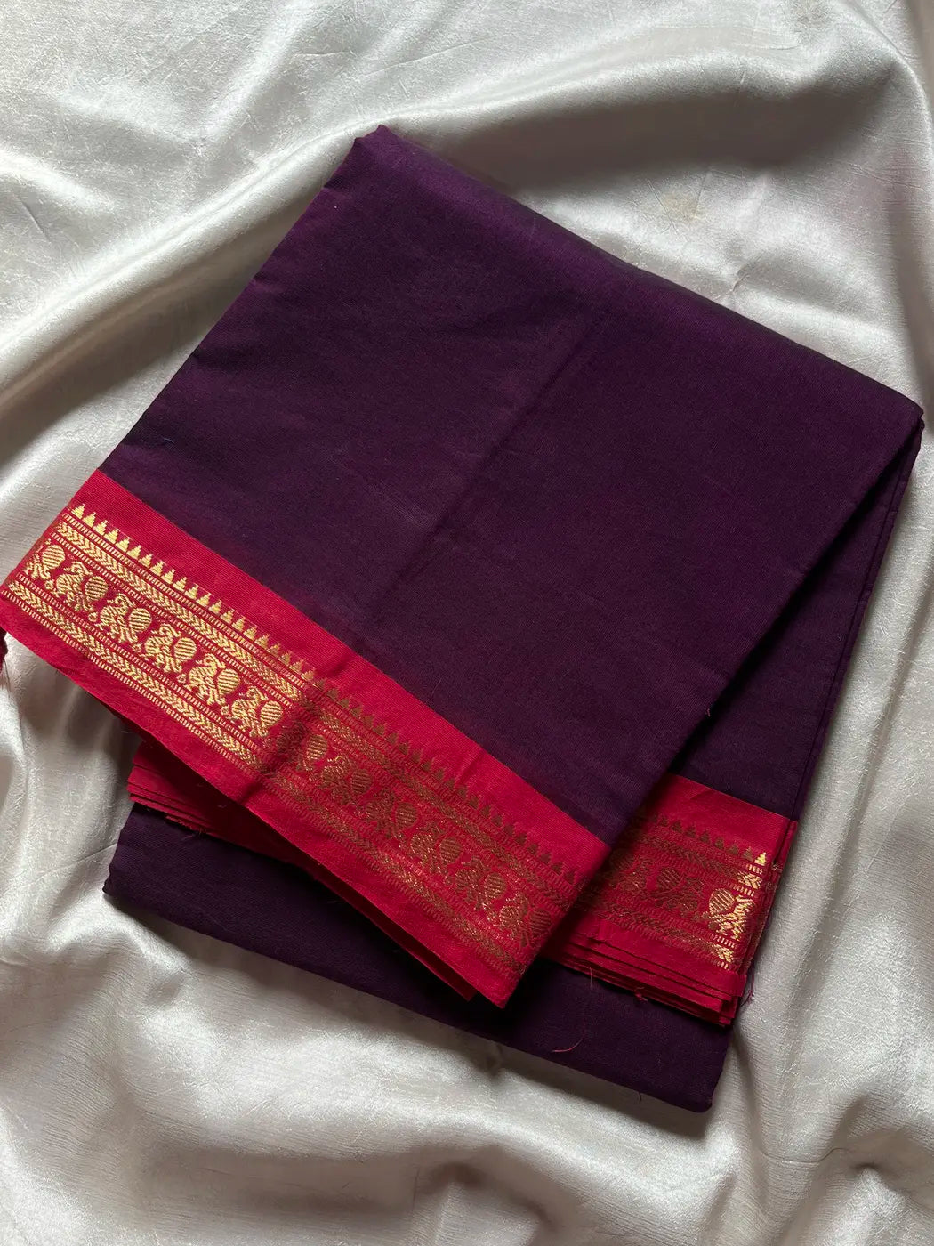 Minimal Border Edit - Dark Purple Kanchi Cotton Saree