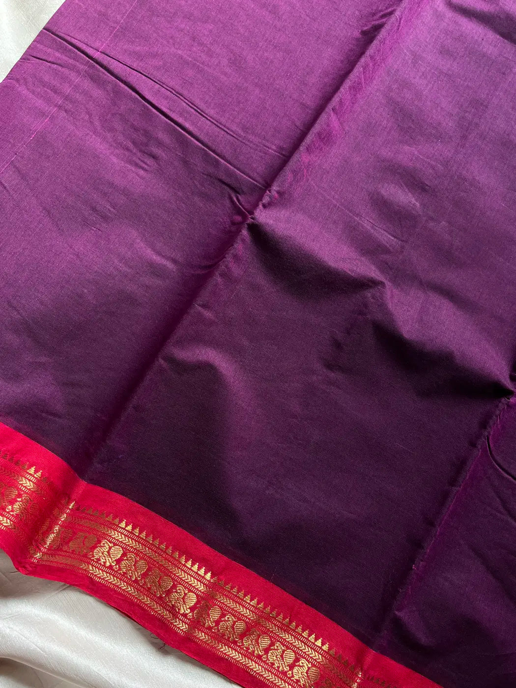 Minimal Border Edit - Dark Purple Kanchi Cotton Saree