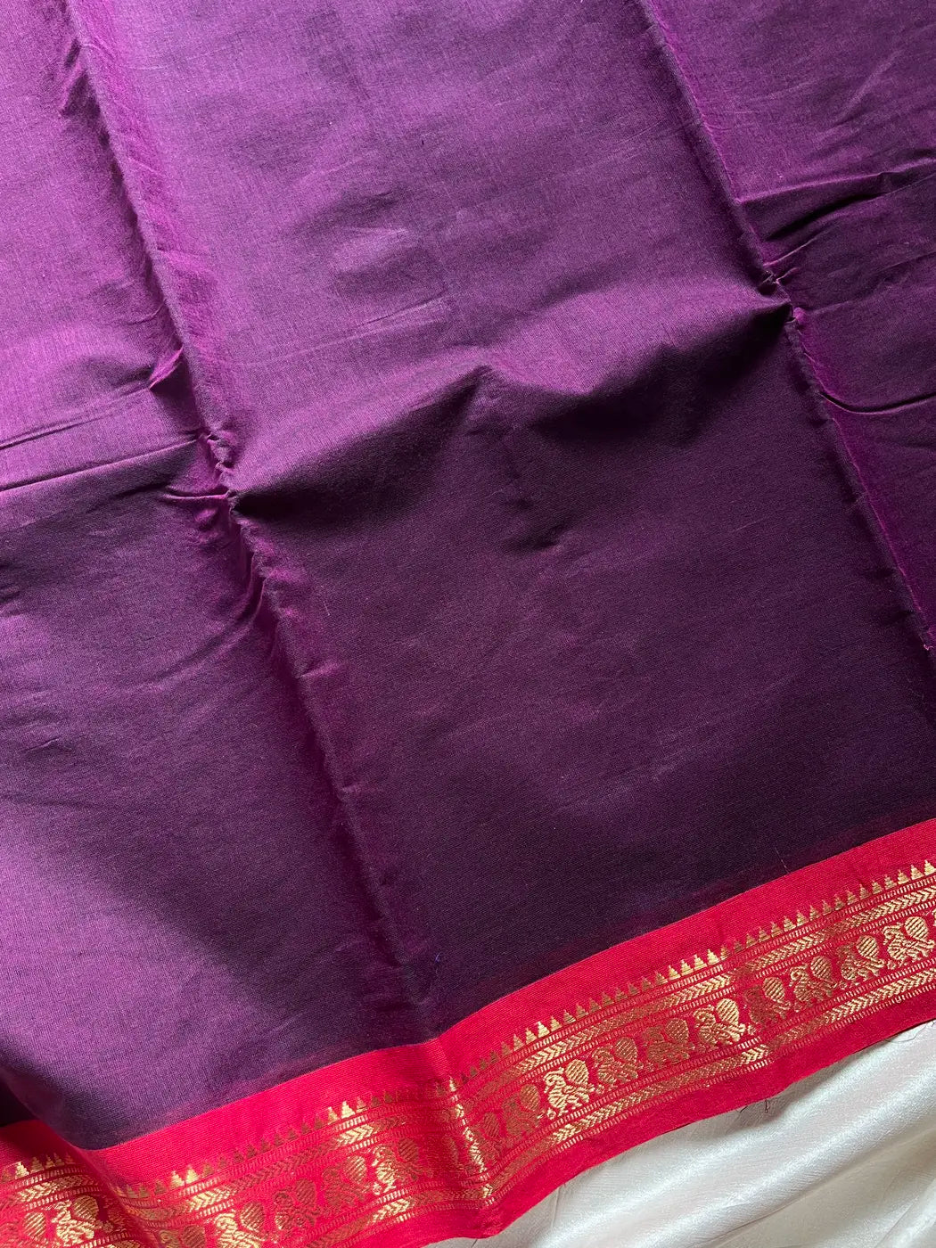Minimal Border Edit - Dark Purple Kanchi Cotton Saree