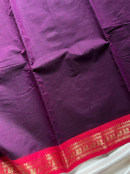 Minimal Border Edit - Dark Purple Kanchi Cotton Saree