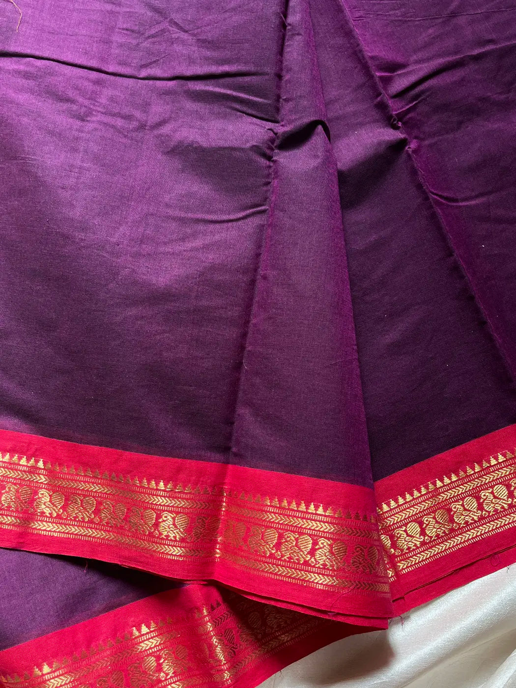 Minimal Border Edit - Dark Purple Kanchi Cotton Saree