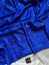 Royal blue matka silk saree with muslin pallu and gini weave – House of Thansha
