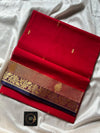 Vegan Silk Saree – Red & Blue | Handloom