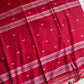 Ruhani – Pure handloom maroon mulmul cotton saree with subtle woven motifs | House of Thansha