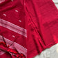 Ruhani – Pure handloom maroon mulmul cotton saree with subtle woven motifs | House of Thansha