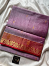 Vegan Silk Saree – Lavender & Red | Handloom