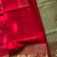 Vegan Silk Saree – Olive & Red | Handloom