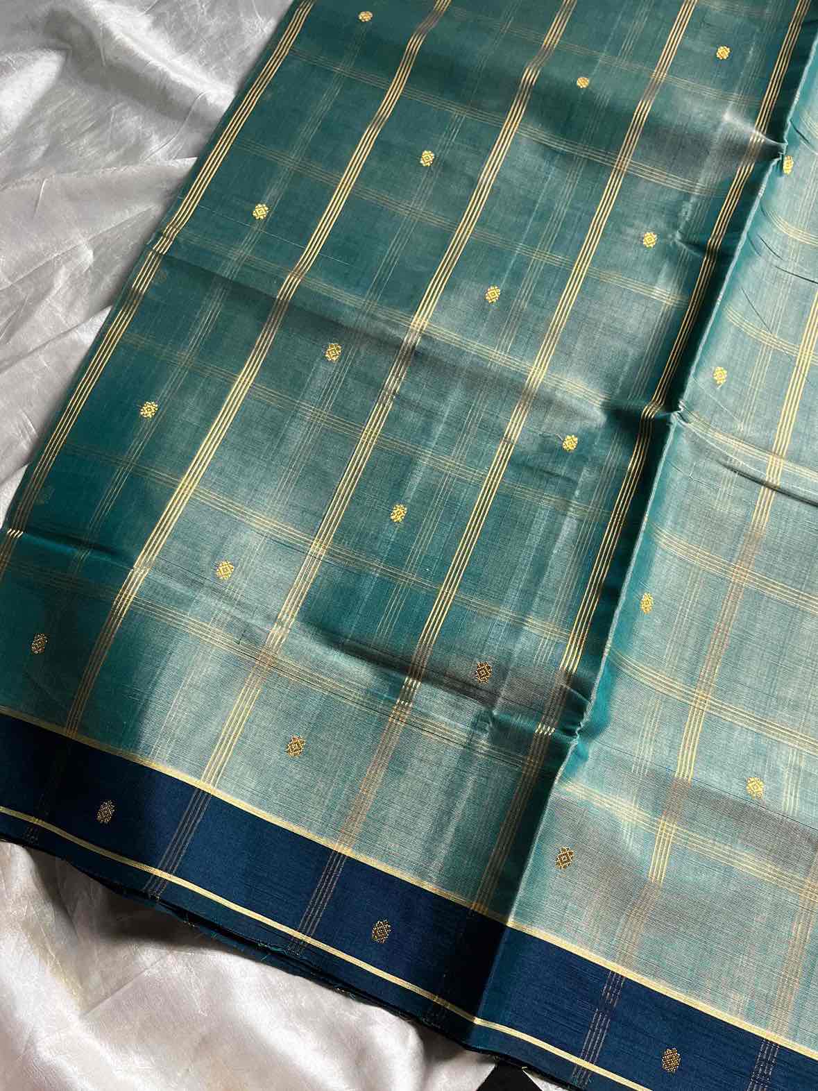 Vegan Weaves – Pastel Checked Handloom Art Silk Saree