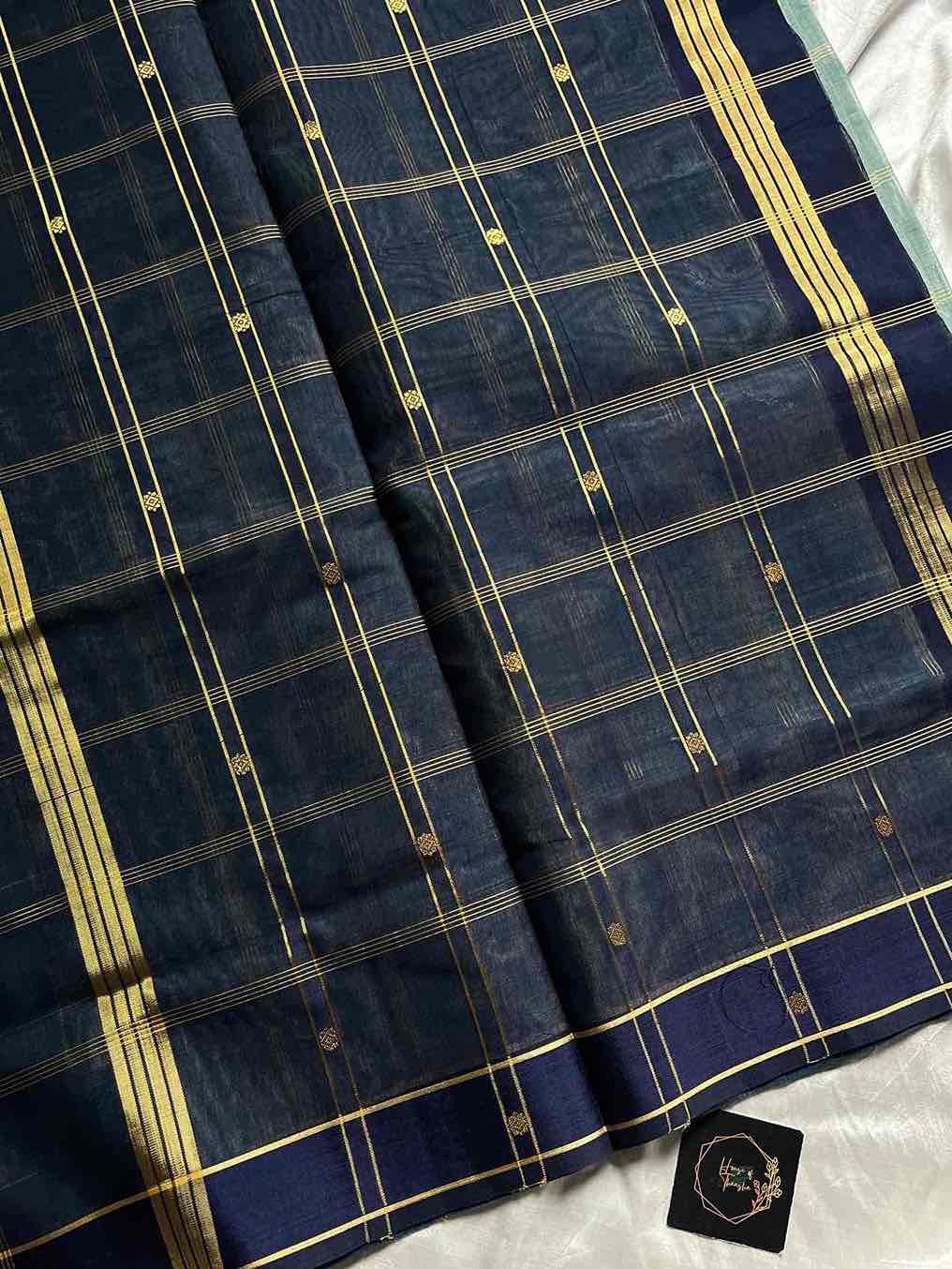 Vegan Weaves – Pastel Checked Handloom Art Silk Saree