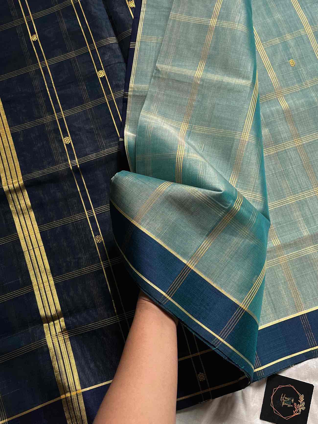 Vegan Weaves – Pastel Checked Handloom Art Silk Saree