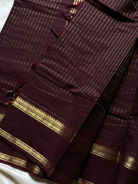 Zari Edition | Coffee Brown Kanchi Cotton Saree