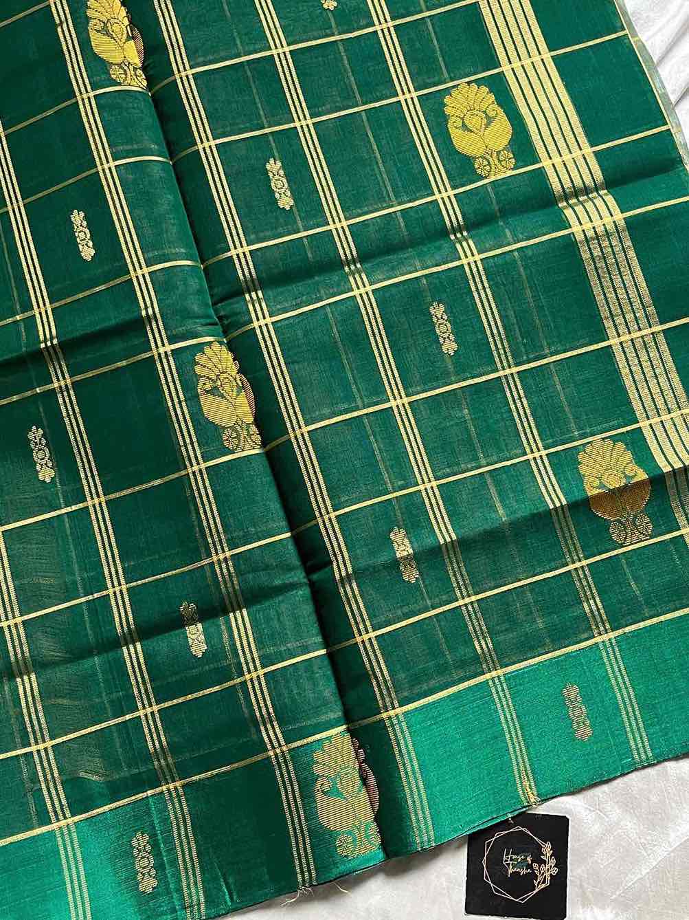 Vegan Weaves – Pastel blue Checked Handloom Art Silk Saree