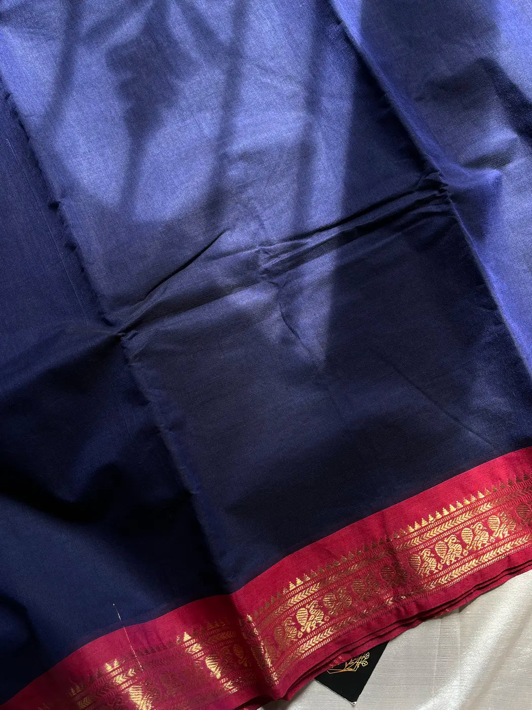 Minimal Border Edit - Dark Blue Kanchi Cotton Saree