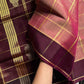 Vegan Weaves – Pastel onion pink Checked Handloom Art Silk Saree