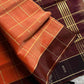 Vegan Weaves – Orange Checked Handloom Art Silk Saree
