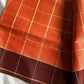 Vegan Weaves – Orange Checked Handloom Art Silk Saree