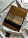 Subtle Weaves | Mustard Yellow & Black Kanchi Cotton Saree