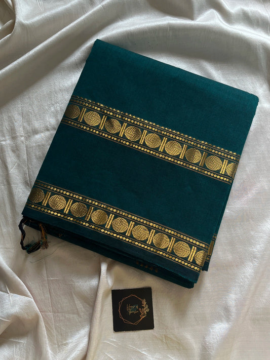 Subtle Weaves | Peacock Green Kanchi Cotton Saree