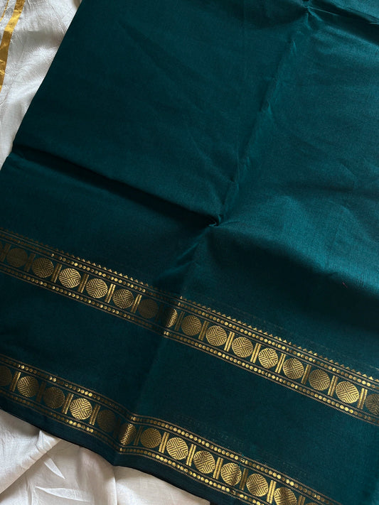 Subtle Weaves | Peacock Green Kanchi Cotton Saree