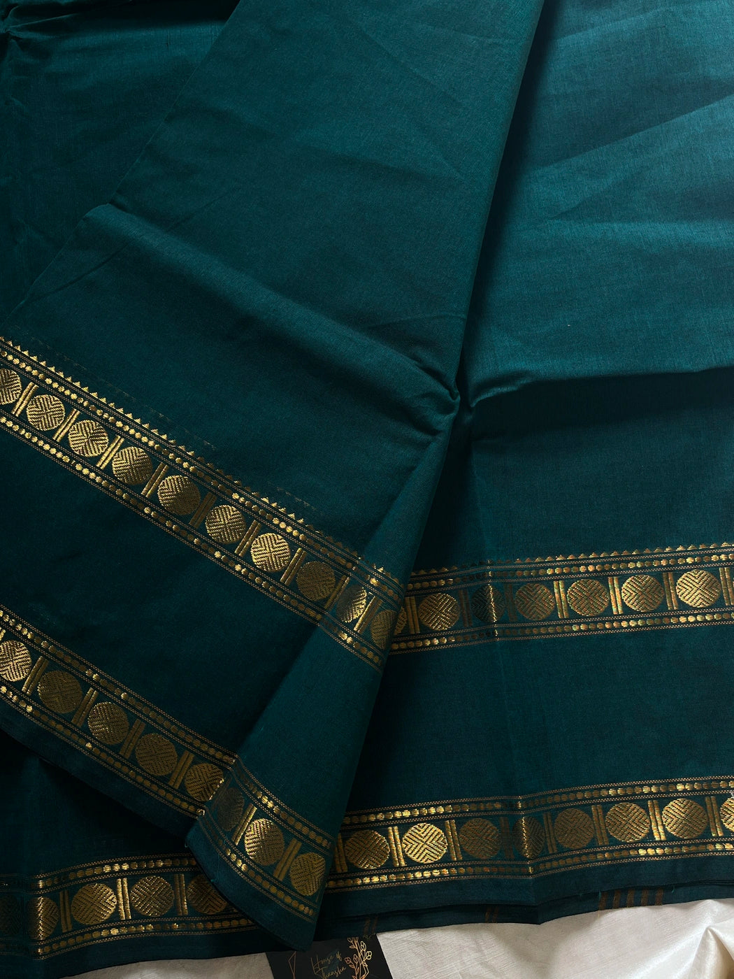 Subtle Weaves | Peacock Green Kanchi Cotton Saree