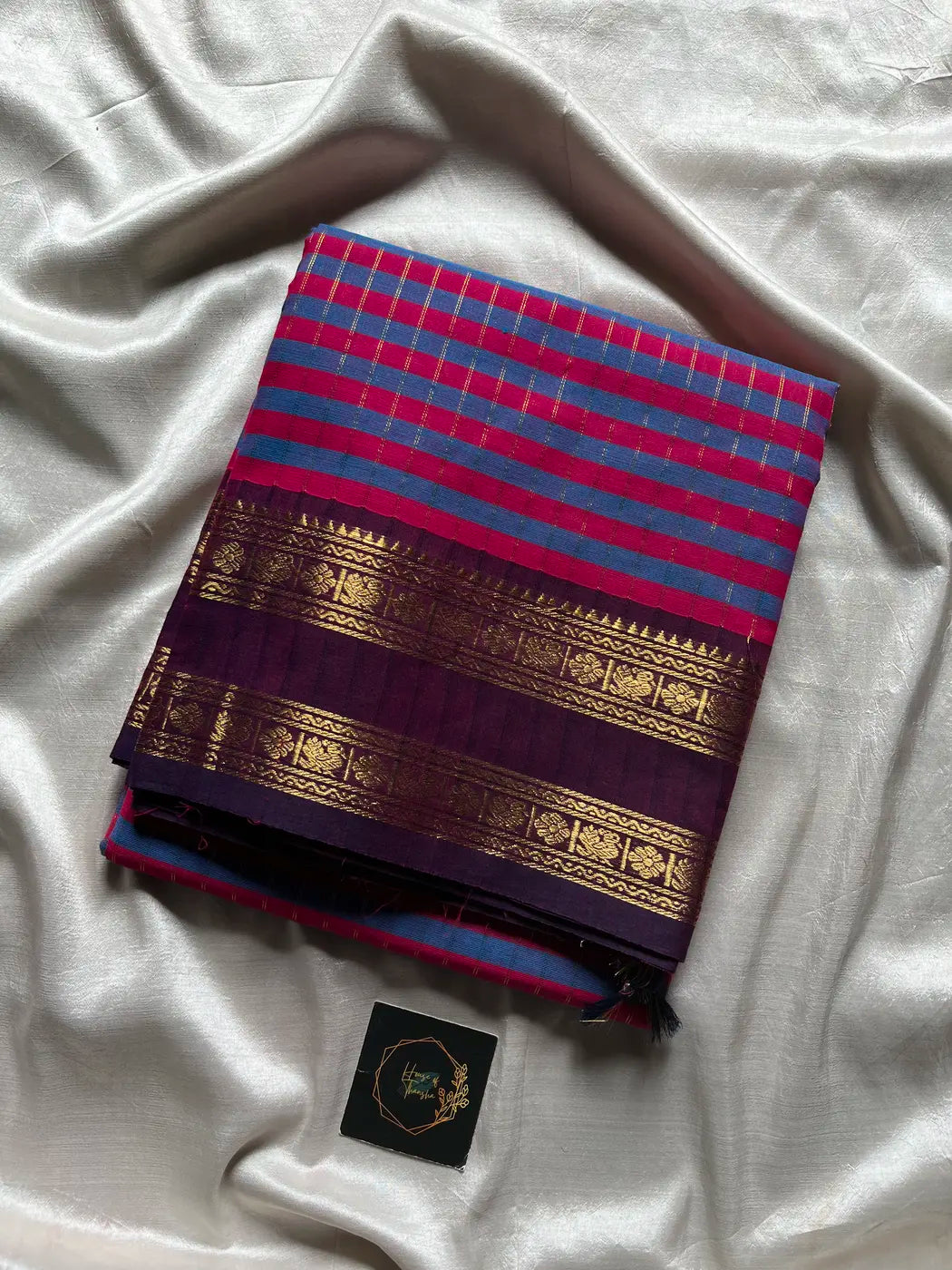 Maragatham – Blue & Purple Kattam Chettinadu Cotton Saree
