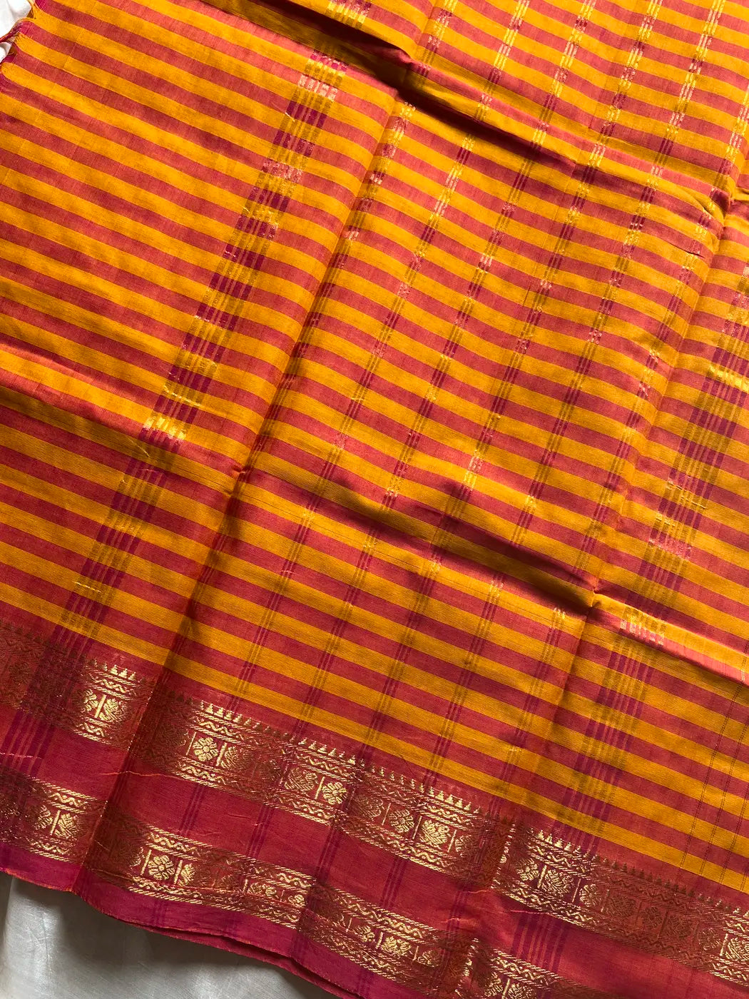 Maragatham – Yellow & Pink Kattam Chettinadu Cotton Saree