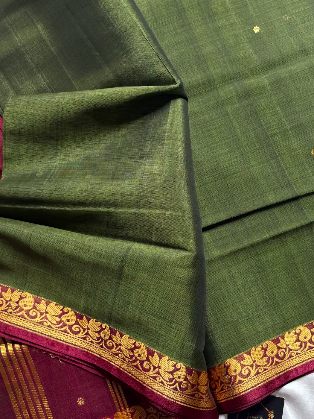 Vegan Silk Saree – Mehandi Green Handloom Silk