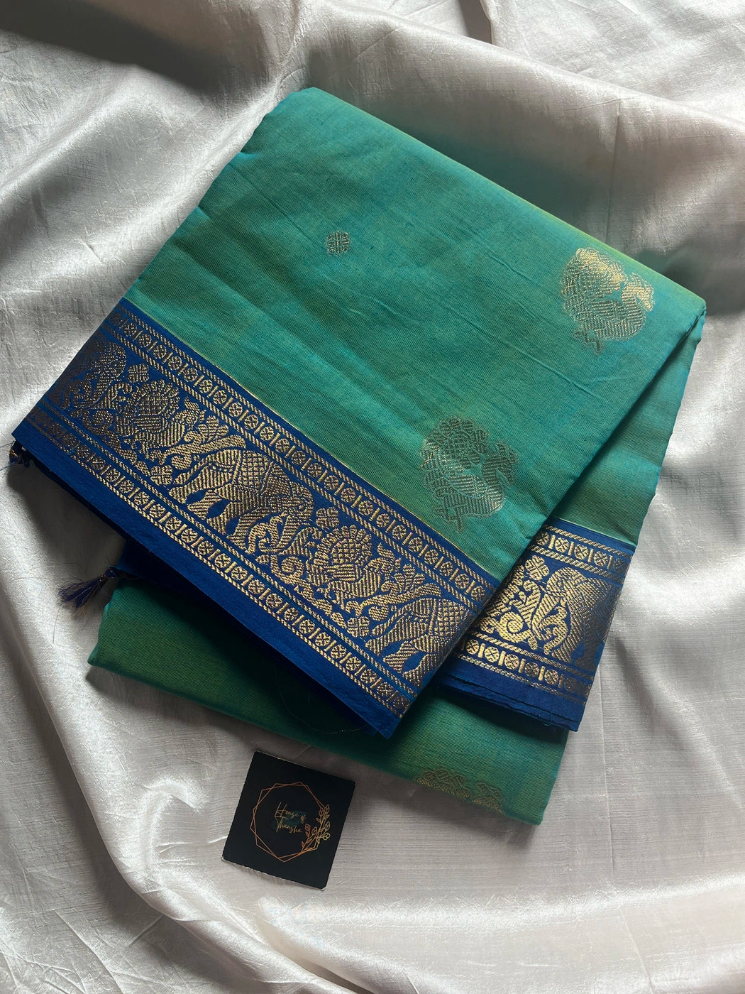 Mercerised Kanchi Cotton - Pastel Green & Blue