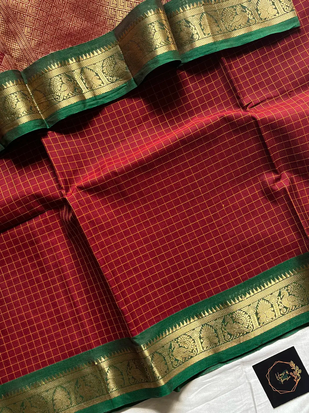 Royal Drapes – Mercerised 120 counts Kanchi Cotton Saree - Maroon