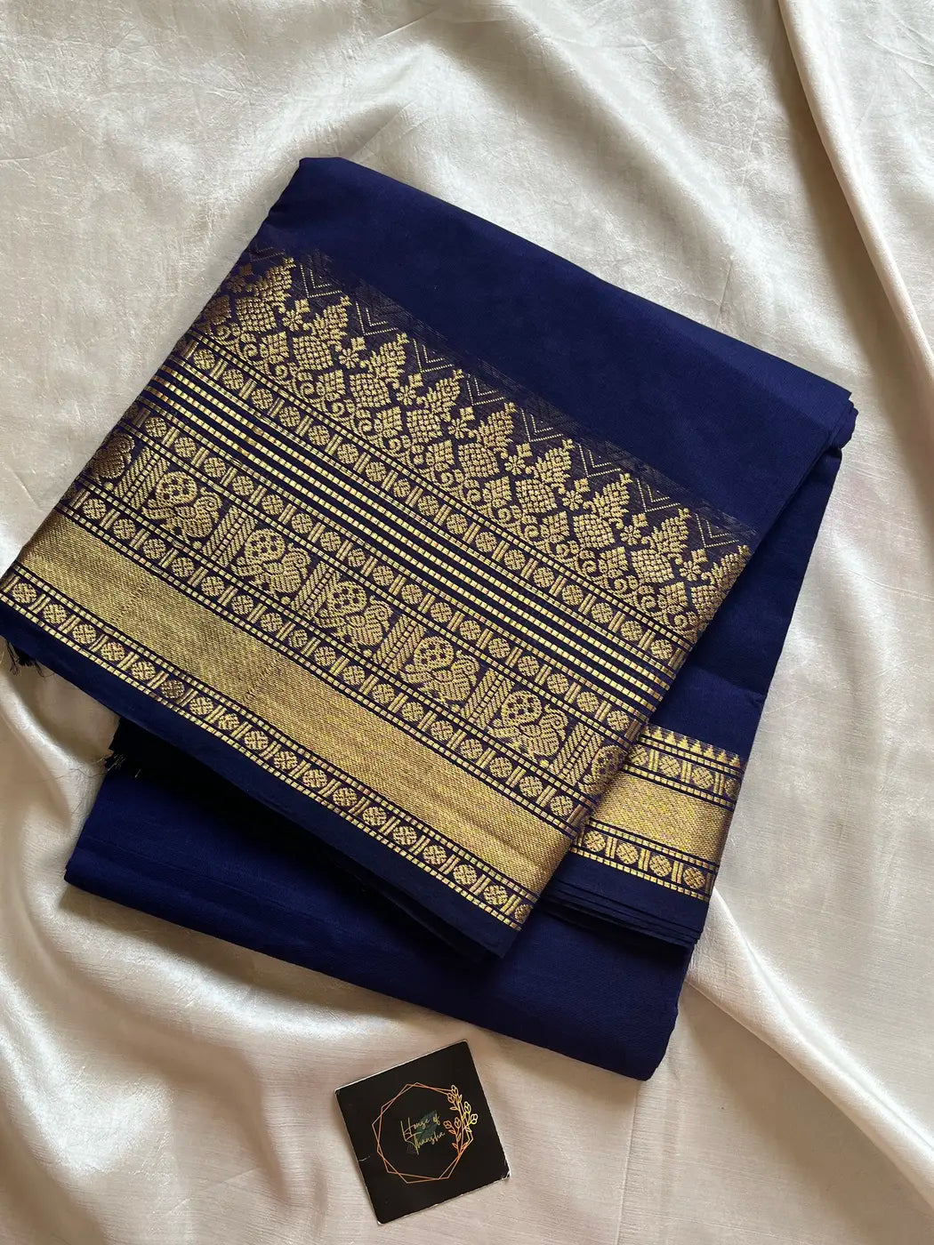 Subtle Weaves | Navy Blue Kanchi Cotton Saree